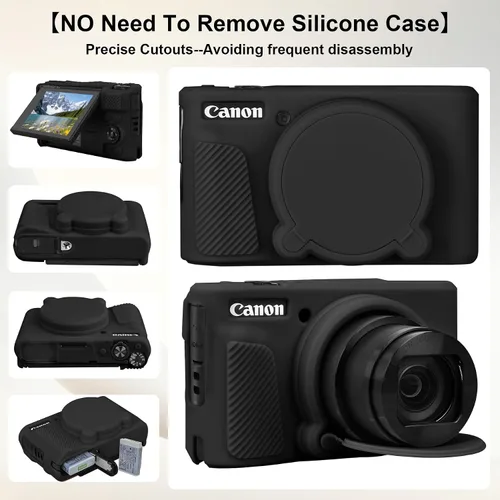 Miniatura 4 de Elonbo Funda para cámara digital Canon PowerShot SX740/SX730, Canon SX740/SX730 HS funda de transporte rígida + funda de silicona suave con cubierta
