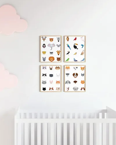 Miniatura 5 de Haus and Hues - Juego de 4 impresiones artísticas de animales para guardería, decoración de pared para niños y niñas, decoración de habitación