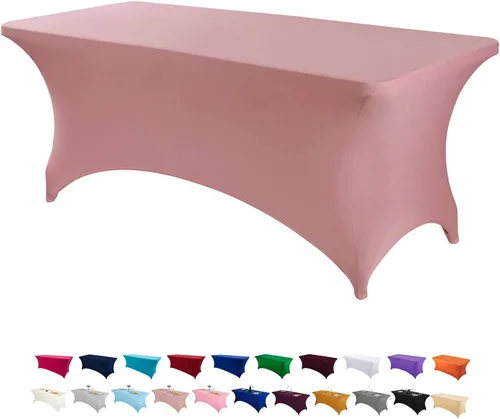 Miniatura 18 de Peomeise - Funda de mesa de elastano de 4 pies, mantel rectangular elástico de elastano (verde manzana, 4 pies)