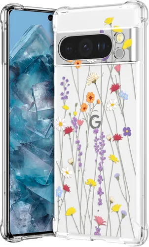 Miniatura 12 de RALEAVO - Funda floral para Google Pixel 7a, funda transparente con hojas y flores, diseño delgado y lindo para niñas y mujeres, cubierta de Verde