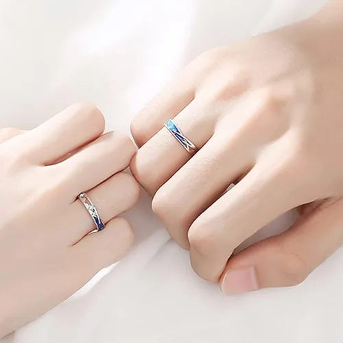 Miniatura 2 de 2 anillos de estilo vintage Van Gogh cielo estrellado pareja noche estrellada Van Gogh anillos abiertos para mujeres niñas vintage plata ajustable