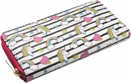 Miniatura 3 de Monedero y cartera largo con diseño de unicornio arcoíris, Negro y blanco), NA