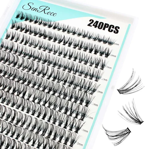Miniatura 21 de Extensiones de racimos de pestañas, 240 unidades, extensiones de pestañas largas individuales 40D, aspecto natural, pestañas de imitación de visón
