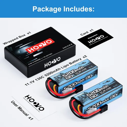 Miniatura 7 de HOOVO Batería Lipo 3S, 5200mAh 130C 11.1V Lipo batería rígida con enchufe TR, batería RC para coche RC, barco RC, camión RC, modelo de carreras RC