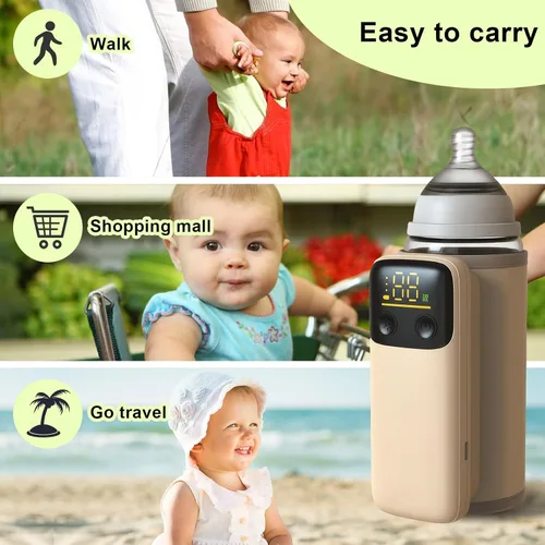 Miniatura 6 de Calentador de botellas portátil para viajes, calentamiento rápido, calentador de botellas de viaje con pantalla de temperatura alimentado por