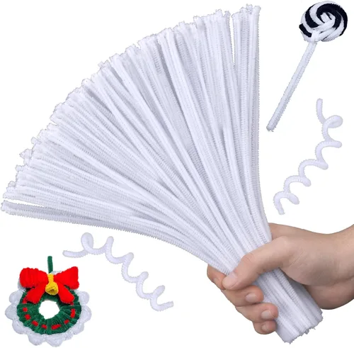 Miniatura 26 de Hssugi Limpiapipas plateadas, 100 piezas de limpiadores de pipas para manualidades, limpiadores de pipas dorados con purpurina a granel