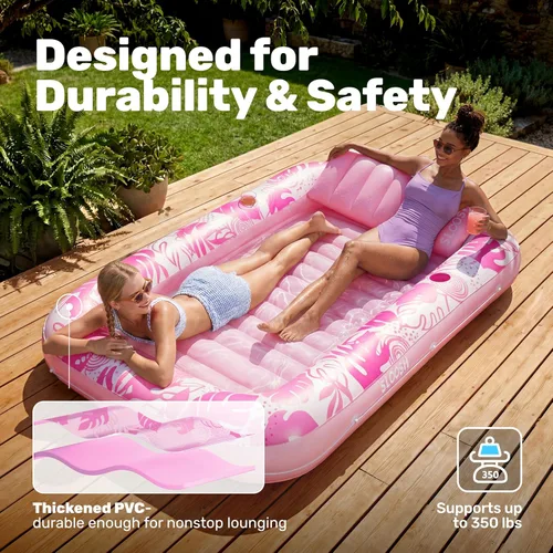 Miniatura 5 de SLOOSH Flotador Inflable para Piscina de Bronceado, 85" x 57" Flotadores de Piscina Extra Grandes para Adultos con Almohada, Balsa Flotante 4 en 1