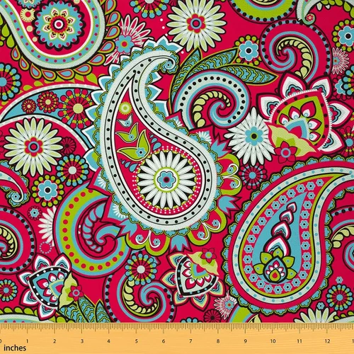 Miniatura 40 de Tela con patrón Paisley de The Yard, tela de tapicería floral étnica boho para sillas y sofás, costura, tela impermeable de arte mandala abstracto
