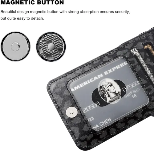 Miniatura 7 de Vaburs Funda compatible con iPhone 11 con tarjetero de crédito, diseño de guepardo de leopardo negro, cierre magnético de piel sintética de primera