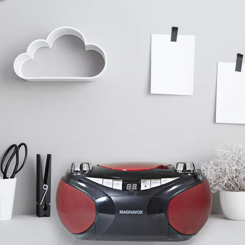 Miniatura 2 de Magnavox MD6949 Boombox de CD portátil de carga superior con radio estéreo AM/FM y tecnología inalámbrica Bluetooth en negro Compatible