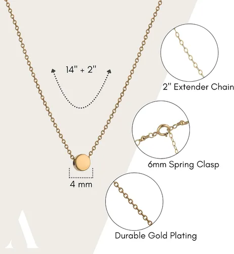 Miniatura 3 de Annika Bella Collar de cuentas pequeñas, collar de 14 pulgadas, gargantilla de cadena ajustable, gargantilla con dije de lunares, joyería de plata