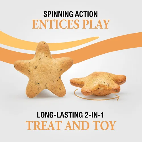 Miniatura 4 de Good 'n' Tasty Spinning Stars - Golosinas para gatos, bolsa de 1.5 onzas, regalo 2 en 1 y juguete hecho con pollo real, hígado de pollo y hierba