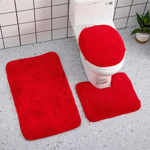 Miniatura 10 de Juego de baño de 3 piezas, tapete de baño ultra suave antideslizante y tapete de baño de felpilla absorbente para bañera, ducha e inodoro (amarillo)