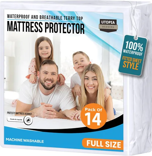 Miniatura 25 de Utopia Bedding – Protector impermeable de colchón tamaño individual, funda de colchón de terry premium de 200 GSM, transpirable, estilo ajustado