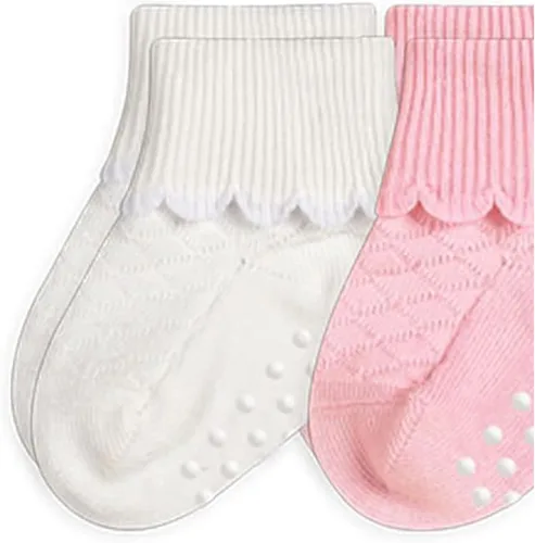 Miniatura 2 de Jefferies Socks Paquete de 6 puños festoneados antideslizantes para bebé niña