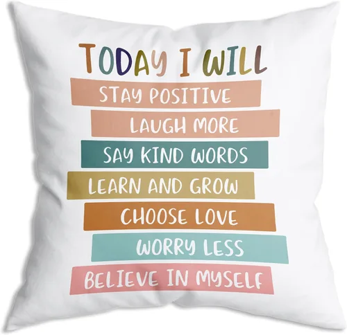 Miniatura 17 de Funda de Almohada Suave para Decoración con Citas Inspiradoras "Eres Valiente Suficiente Amado", Funda de Almohada y Cojín para Sofá, Sofá Cama