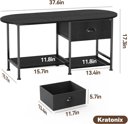 Miniatura 2 de Mesa de centro ovalada pequeña de 37 pulgadas con almacenamiento, mesa central de madera moderna para espacios pequeños, apartamento, oficina