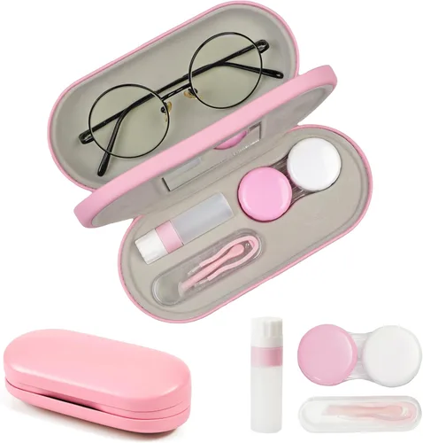 Miniatura 16 de Estuche de Viaje para Lentes de Contacto con Limpiador y Lavadora, Estuche Portátil para Lentes de Contacto con Espejo, Pinzas, Herramienta