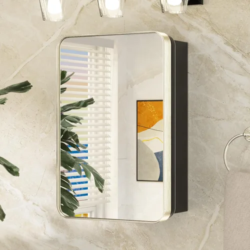 Miniatura 17 de Keonjinn Gabinetes de medicina delgados negros de 15 x 36 pulgadas, botiquín lateral estrecho para baño con espejo, marco de acero inoxidable