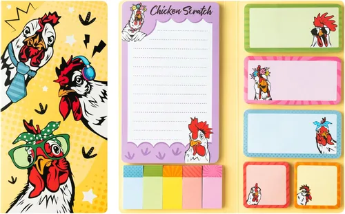 B1ykin Lindo juego de notas adhesivas – Bloc de notas autoadhesivas de pollo para rascar, 550 hojas de notas para escritura, bloc de notas adhesivas