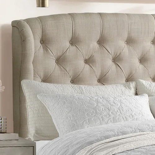 Miniatura 6 de Rosevera Josie Wingback - Base de cama con cabecera capitoné de altura ajustable, marco de cama tapizado de tela, soporte de listones de madera