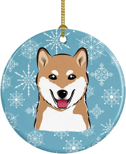 Miniatura 16 de Caroline's Treasures Adorno de cerámica con diseño de copo de nieve para colgar en el árbol de Navidad, para el hogar, Navidad, fiestas, regalo, 3