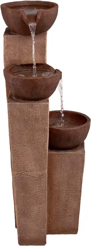 Miniatura 10 de Alpine Corporation ZEN398 - Fuente de agua moderna de 3 niveles para exteriores de 35 pulgadas, elegante fuente de suelo rústica para jardín, patio