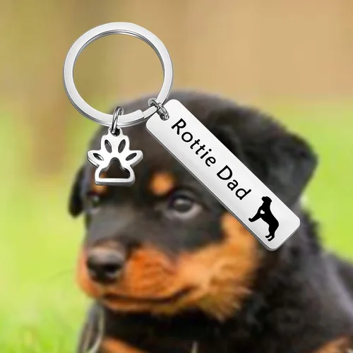 Miniatura 6 de LQRI Rottweiler Rottie Mom Rottie Dad Kechain Set de joyería para perros y mascotas, regalo Rottie para Rottweiler Rottie Mamá Papá, Metal, Acero