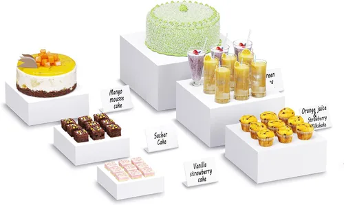Miniatura 8 de Neatsure 8 piezas elevadores para buffet, elevadores de comida para mesa de buffet, soporte de exhibición para catering de postres, artículos