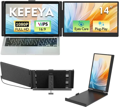 KEFEYA Extensor de pantalla para laptop, 14 pulgadas, 1080P FHD IPS, extensor de monitor de computadora portátil para oficina en casa, monitor de