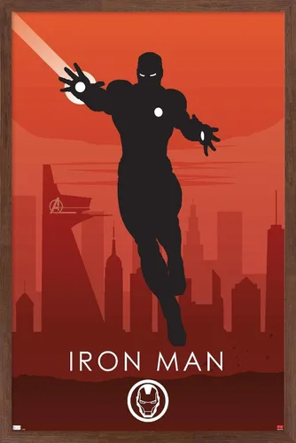 Miniatura 17 de Trends International Marvel Heroic Silhouette - Póster de pared de Iron Man, 14.725 x 22.375 pulgadas, versión enmarcada de madera de granero