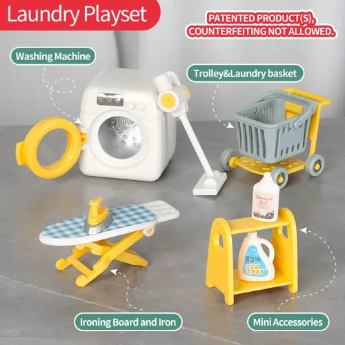 Miniatura 3 de TAKIHON Muebles para Casa de Muñecas, Juego de Juguetes de Cocina y Baño, Juego de Refrigerador y Lavadora para Niños, Accesorios en Miniatura