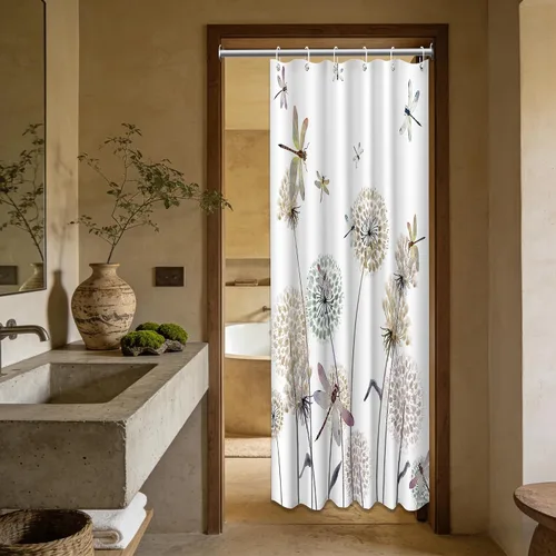 Miniatura 86 de Cortina de ducha floral para primavera y verano, flores silvestres, flores y mariposas, decoración de baño, tela impermeable con ganchos, 70