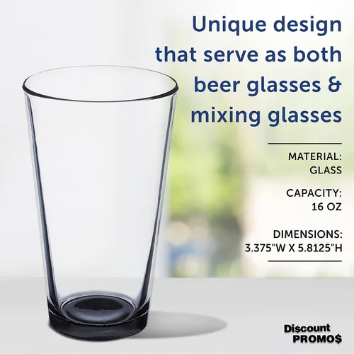 Miniatura 4 de DISCOUNT PROMOS Juego de 10 vasos de cerveza de 16 onzas, paquete a granel, cristalería resistente para restaurantes, base gruesa y paredes, En