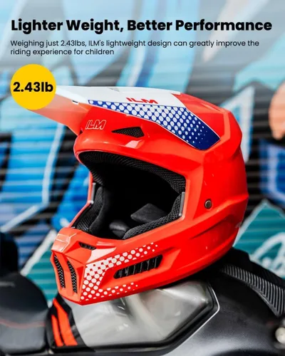 Miniatura 3 de ILM Cascos de Motocicleta Todoterreno Juveniles Casco ATV para Niños Motocross BMX Todoterreno con Gafas Guantes Máscara DOT Modelo MT601Y