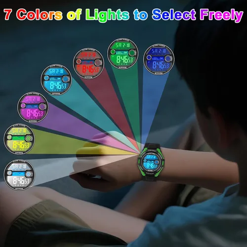 Miniatura 2 de Kids Digital Watch for Boys Girls, Waterproof LED Colorful Lights Sports Watch Suitable for 5-17 Years Old Teenagers (with Gift Box)