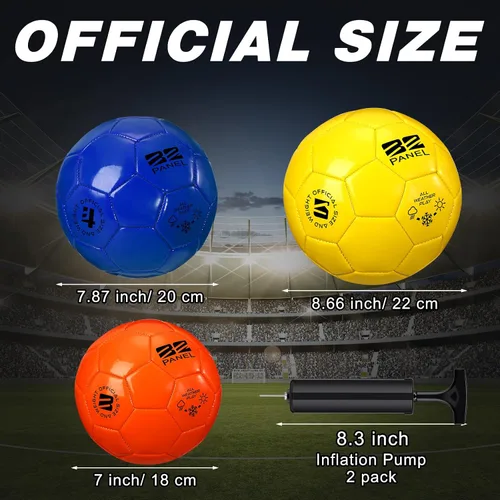 Miniatura 2 de 6 pelotas de fútbol con bomba de inflado, tamaño a granel, 5/4/3, pelotas de fútbol desinfladas, regalo para jóvenes y adultos, práctica