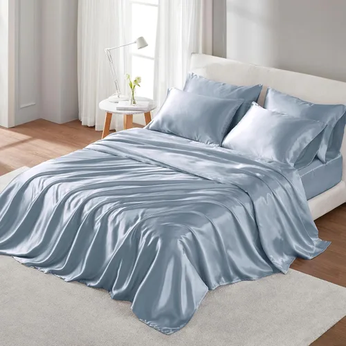 Miniatura 17 de Madison Park Essentials Juego de 2 fundas de almohada de satén para cabello y piel, lujosamente suave, sedosa con brillo natural, fresca al tacto