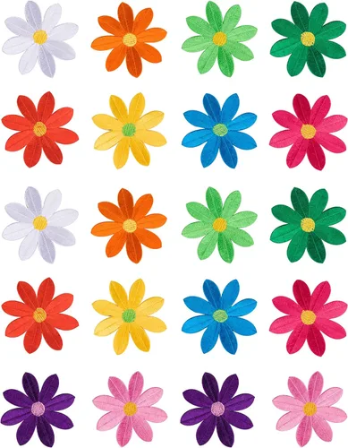 Miniatura 13 de 20 piezas de 2.7 pulgadas de margaritas grandes para planchar, apliques florales bordados para ropa, cortina, almohada, manta, adornos, zapatos