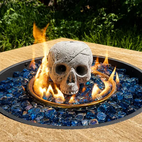 Troncos de fuego de calavera de cerámica – Calaveras para hogueras – Troncos de calavera de cerámica – Cabeza de esqueleto/decoración de calavera