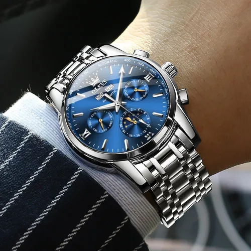 Miniatura 51 de OLEVS Relojes automáticos para hombre, esqueleto mecánico, de lujo, a la moda, reloj de pulsera luminoso impermeable