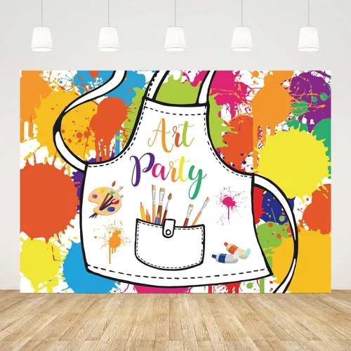 Miniatura 2 de SENDY Telón de fondo de pintura artística de 7 x 5 pies, vestido de pintura para un desorden salpicado de fondo de fotografía, pintamos grafiti