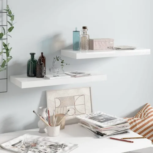 Miniatura 97 de Estantes flotantes de pared, juego de 4 estantes decorativos para montar en la pared, estante colgante con soportes invisibles para decoración
