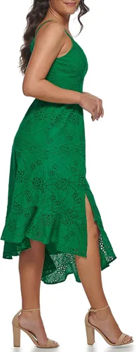 Miniatura 3 de GUESS Women's Asymmetrical Cotton Eyelet Midi Contemporary Dress