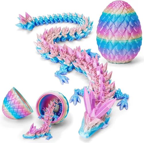Miniatura 10 de TBOLINE - Huevo de dragón impreso en 3D, animal de cristal articulado, juguete para la ansiedad para adolescentes, niños y niñas, piezas míticas