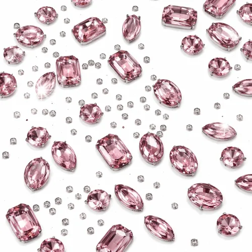 Miniatura 13 de WILLBOND 156 piezas de diamantes de imitación para coser con garra, diamantes de imitación de cristal con base plana, gemas con engaste de metal