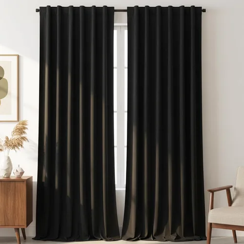 Miniatura 16 de Timeper Cortinas opacas de terciopelo negro de 42 pulgadas de ancho x 84 pulgadas de largo, cortinas opacas para dormitorio, sala de estar, cortinas