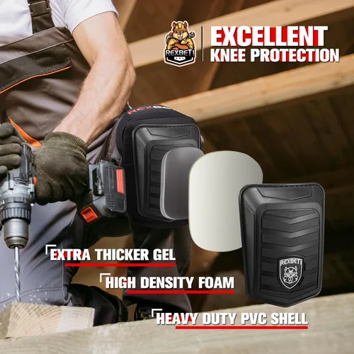 Miniatura 2 de REXBETI Rodilleras mejoradas para el trabajo, rodilleras de construcción para hombres, rodilleras de gel de espuma antideslizantes resistentes