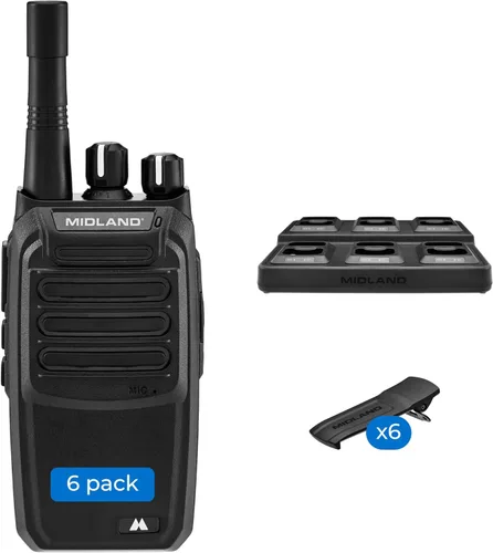 Midland BR200X6BGC - Banda de radio comercial de 2 vatios y 16 canales Radio portátil - Radio bidireccional - Cobertura de 250,000 pies cuadrados -