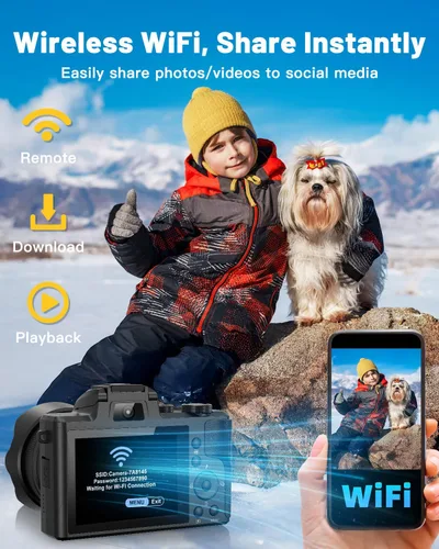 Miniatura 3 de Cámaras digitales 8K de 88 megapíxeles para fotografía, cámara WiFi de videoblogs de 8K para YouTube con enfoque automático y pantalla táctil